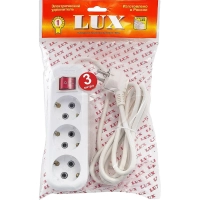 Удлинитель LUX У3-ЕВК-03 3 входа 3м с зазем. выключат., 250В, 16А