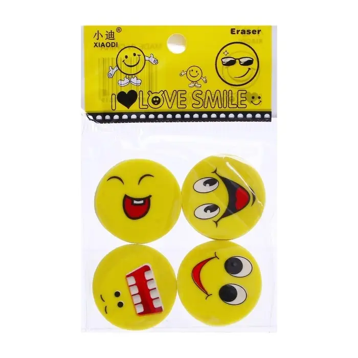 Набор ластиков фигурных Calligrata Набор ластиков фигурных Calligrata "Смайлы", 4 штуки, в блистере, МИКС