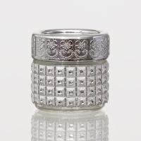 Банка стеклянная для хранения сыпучих продуктов «Сильвер», 100 мл, 5,7×5,5 см, с пластиковой крышкой, цвет серебряный