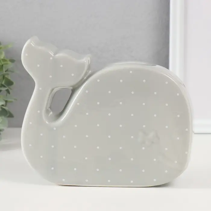 Копилка для денег &laquo;Китёнок в горох&raquo;, керамика, серый, 21.5&times;5.2&times;18.2 см