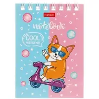 Блокнот 40л А6 клетка Hatber "Забавные корги", на гребне, обл мел карт Блокнот 40л А6 клетка Hatber "Забавные корги", на гребне, обл мел карт