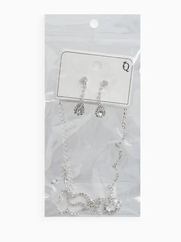 Набор 2 предмета: серьги, колье &laquo;Вечерний шик&raquo; капля ажурная, белый в серебре