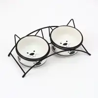 Миски, 250 мл, 13&times;5 см, на металлической подставке, 2 шт., керамика, белые