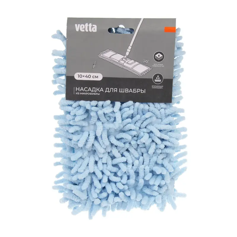 Насадка для швабры тм Vetta, 10х40см, 95 гр., &laquo;Лапша&raquo;,  микрофибра