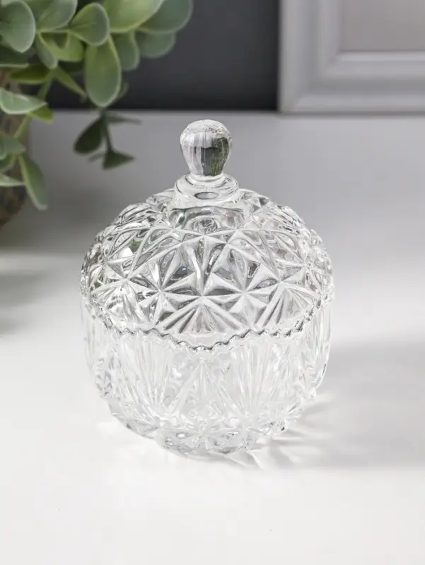 Шкатулка стекло "Вспышка" прозрачная 6,8х6,8х9 см