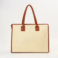 Сумка плетёная на молнии из пандана, 41&times;16&times;50 см, бежево-коричневая