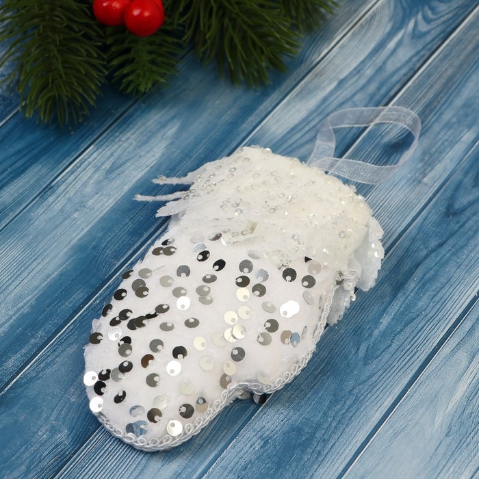 Украшение ёлочное Украшение ёлочное "Рукавица элит" 7х12 см, белый