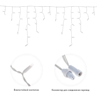 Гирлянда светодиодная Бахрома 4,8х0,6м 152LED ТЕПЛЫЙ БЕЛЫЙ IP65,255-138-6