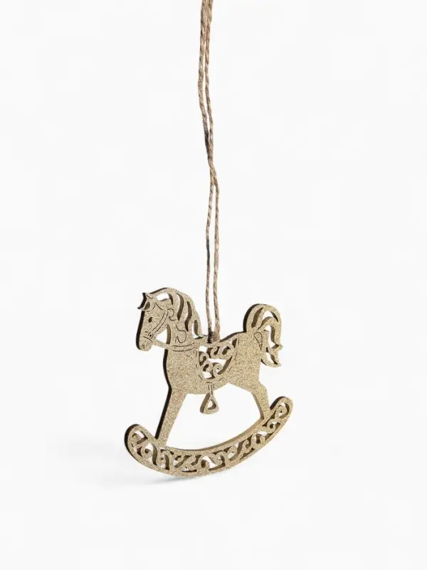 Ёлочное украшение Ёлочное украшение "Лошадка" резная 9х8 см, Золото