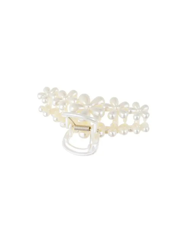 Краб для волос "Эмилин" цветы, 9,5 см, белый