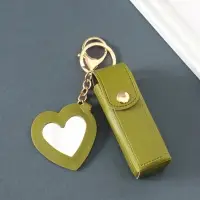 Брелок кожзам с карабином, с зеркалом "Для помады" зелёный 9,2х3х3,5 см