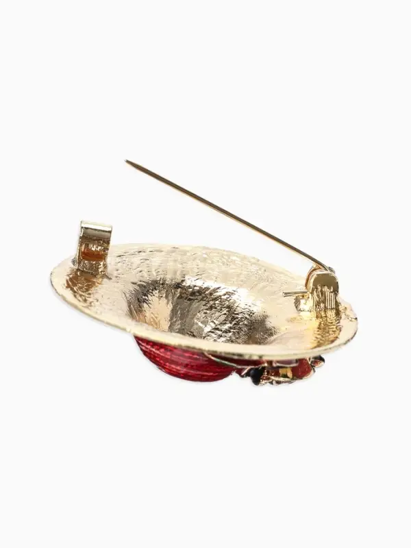 Брошь &laquo;Шляпа&raquo; с цветком, цветная в черненом золоте