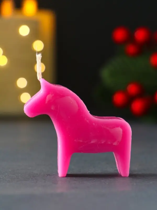 Свеча новогодняя "Лошадка мини" 55х50 мм, розовый