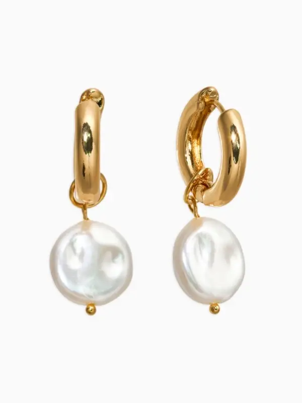 Серьги жемчуг "Барокко", цвет белый в золоте