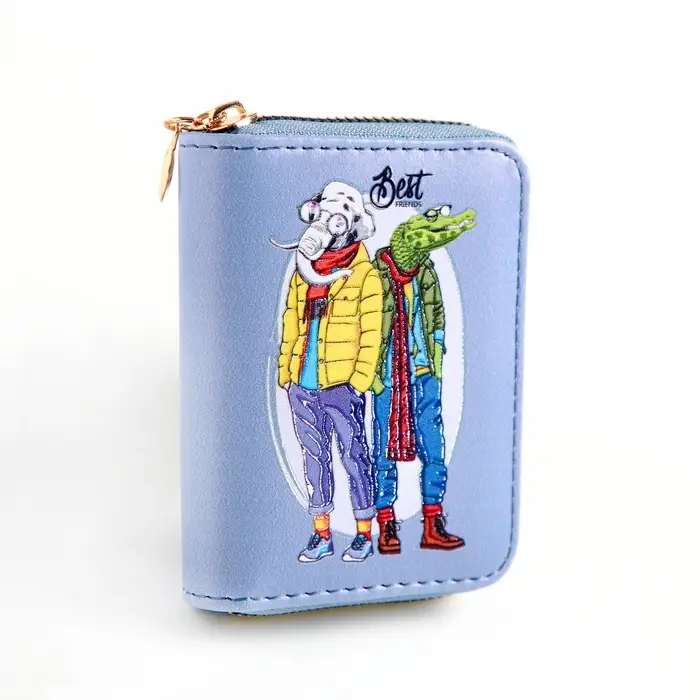 Кошелёк Выбражулька &laquo;Крокодил и слон&raquo;, на молнии, маленький, детский, голубой