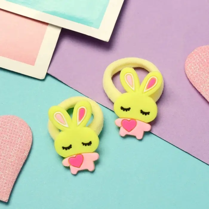 Резинка для волос  Резинка для волос "Крошка" (набор 2 шт) зайка,3 см ,желтый