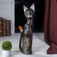 Сувенир &laquo;Кошка с белым цветком&raquo;, 5.5&times;12&times;50 см, дерево