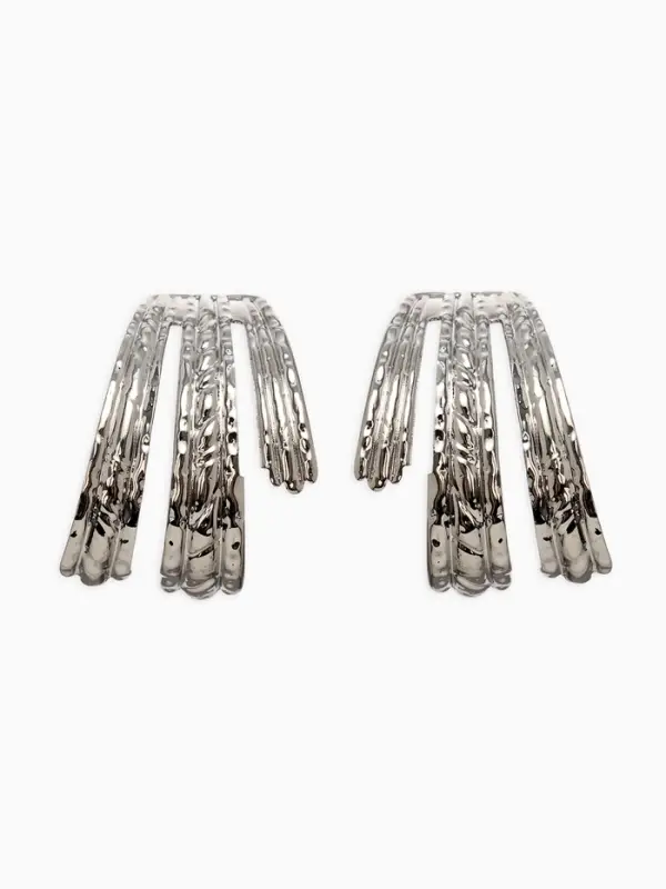 Серьги металл &laquo;Трио&raquo;, объёмные, цвет серебро