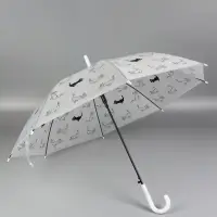 Зонт - трость детский &laquo;Кот&raquo;, полуавтоматический, 8 спиц, R=47/54 см, d=94 см, МИКС