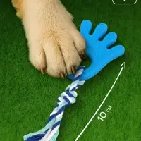 Игрушка жевательная с канатом для собак &laquo;Ладошка&raquo;, 10 см, голубая