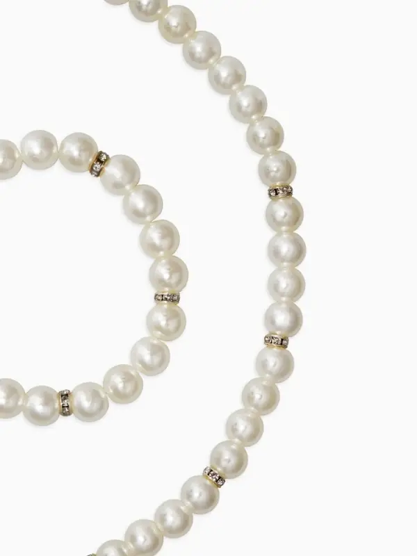 Набор детский &laquo;Выбражулька&raquo; 2 предмета: бусы, браслет, жемчуг стразы, цвет белый