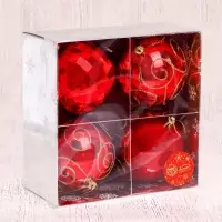 Ёлочные шары &laquo;Чары&raquo;, d=10 см, набор 4 шт., красные