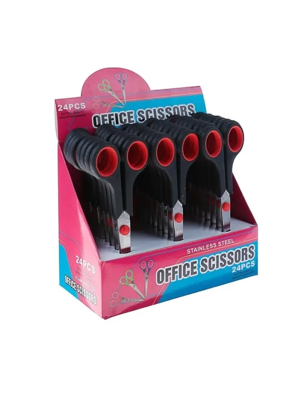 Ножницы канцелярские 17.5 см пластиковые ручки, в картонной коробке, МИКС