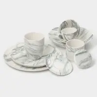 Кружки Magistro Real Marble, 400 мл, набор 2 шт., фарфор, белые