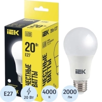 Лампа светодиодная IEK ECO A60 LLE-A60-20-230-40-E27 20Вт 230В 4000К E27