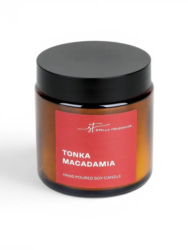 Ароматическая свеча в банке Tonka macadamia, соевый воск, 90 г, тонка и макадамия