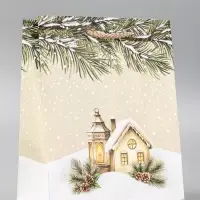 Пакет подарочный новогодний ламинированный, &laquo;Новогодний дом&raquo;, 18&times;10&times;22.3 см