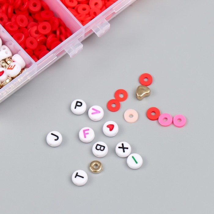 Бусины в шкатулке Бусины в шкатулке "Красные" нить 0,8 мм 5 м 12х8,4х2,2 см