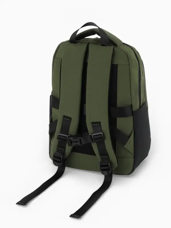 Рюкзак, 27*13*38,5 см, 2 отд 4н/карм, Комби, Водонепрон. дно, зеленый/черн