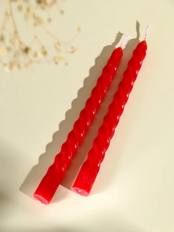 Набор свечей витых, 1.5&times;15 см, 2 шт., красный