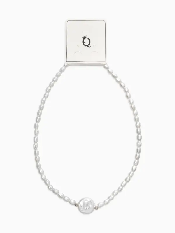 Колье жемчг "Барокко", цвет белый в серебре