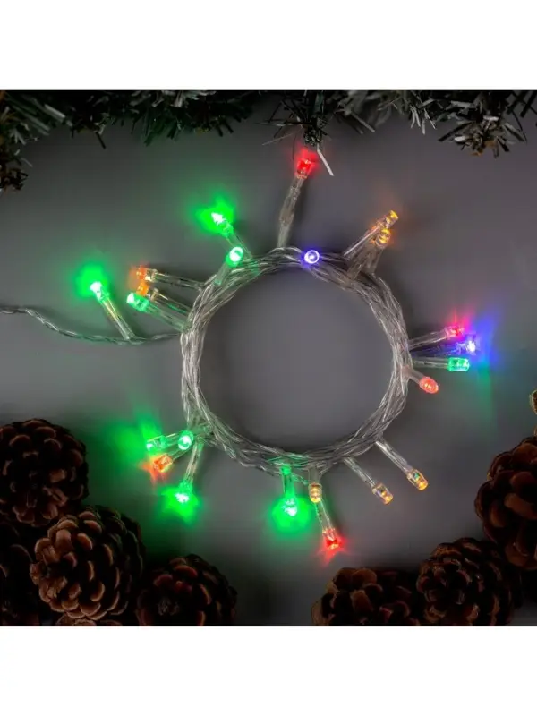 Гирлянда &laquo;Нить&raquo; 2.5 м, IP20, прозрачная нить, 25 LED, свечение RG/RB, мигание, 220 В