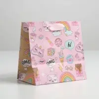 Пакет подарочный крафтовый квадратный, упаковка, «Shine on», 14 х 14 х 9 см