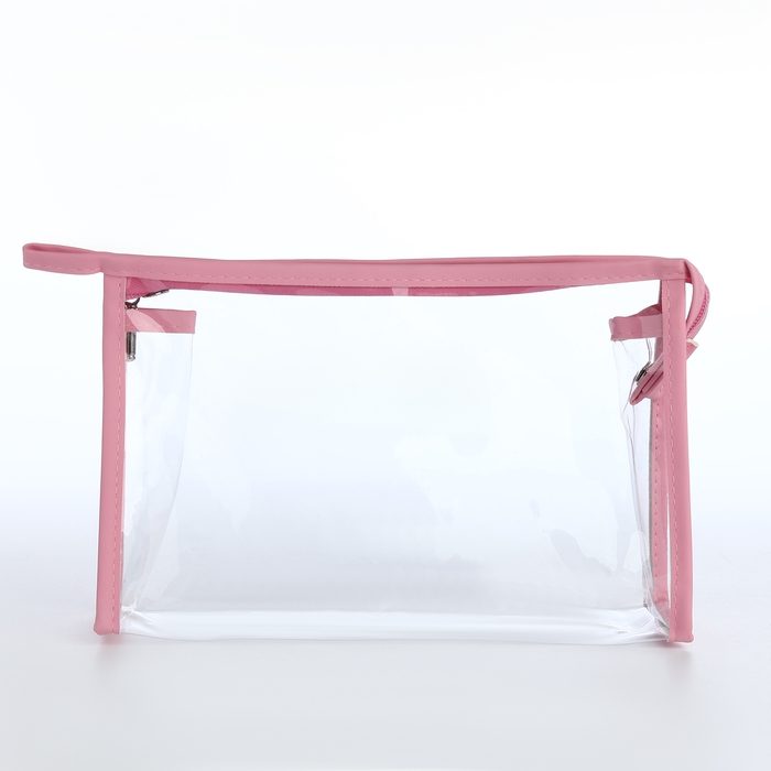 Набор косметичек 2 в 1 на молнии, цвет розовый Набор косметичек 2 в 1 на молнии, цвет розовый