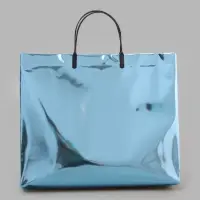 Пакет подарочный ПВХ, голография, голубой, пластиковая ручка, 32&times;28&times;11 см