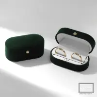 Футляр бархатный под серьги/ кольца/запонки, &laquo;Овал вытянутый&raquo; 7.5&times;4, цвет зелёный, вставка белая