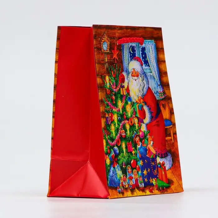 Пакет подарочный Пакет подарочный "Дед мороз у ёлки", 11,5 х 14,5 х 6,5 см.
