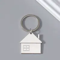 Брелок металл "Домик с окошком" 3,5х3,5 см