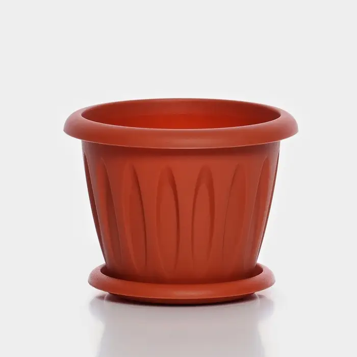 Горшок для цветов с поддоном &laquo;Фелиция&raquo;, 1.8 л, d=17.7 см, h=13.6 см, пластиковый, терракотовый