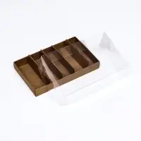 Кондитерская коробка складная под 5 эклеров, крафт, 22×13.5×7 см
