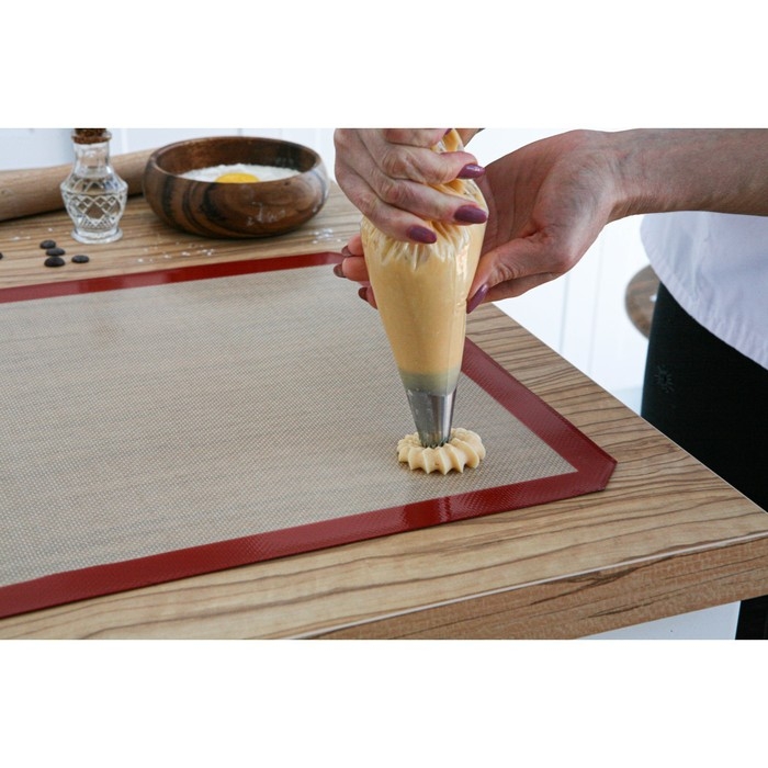 Коврик для выпечки армированный Доляна, силикон, 40×60 см, бежевый Коврик для выпечки армированный Доляна, силикон, 40×60 см, бежевый