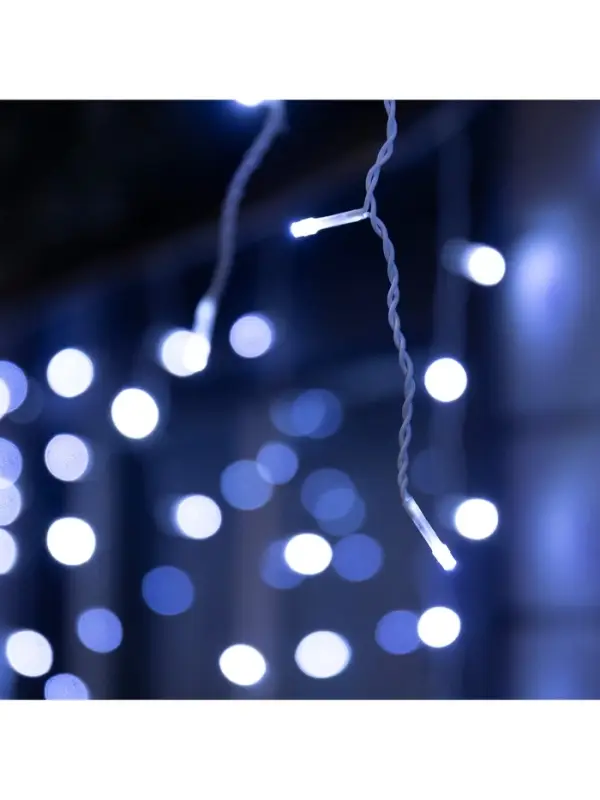 Гирлянда «Бахрома» 25 × 0.7 м, IP44, УМС, белая нить, 450 LED, свечение белое, мерцание, 220 В