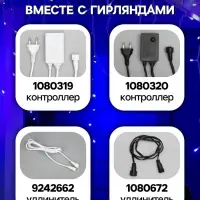 Гирлянда &laquo;Бахрома&raquo; 3&times;0.6 м, IP44, УМС, белая нить, 160 LED, свечение синее, 220 В