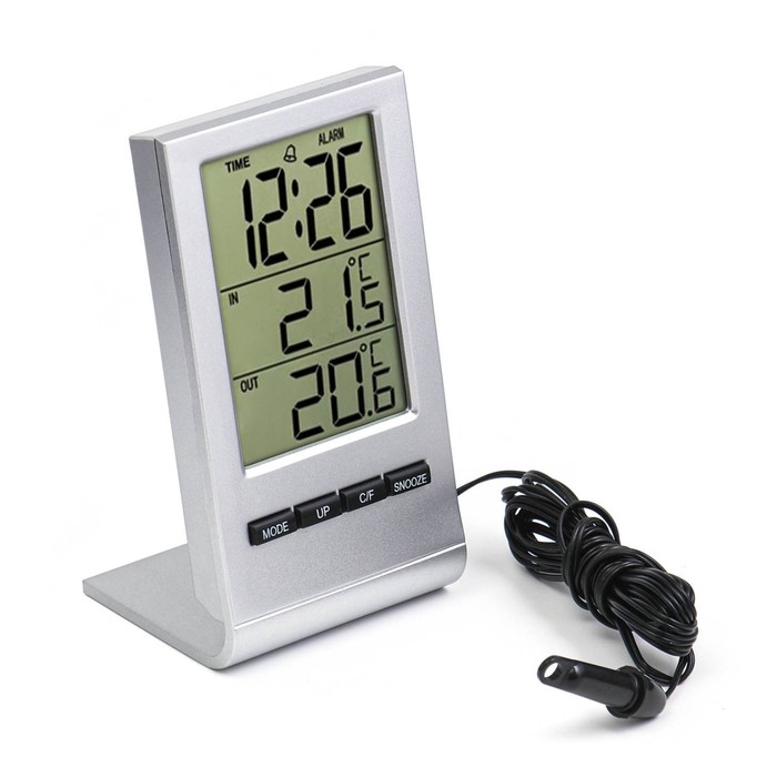 Часы электронные настольные, будильник с метеостанцией, сигнал тревоги, 5.7 х 10.6 см, 2 AG10 736451 Часы электронные настольные, будильник с метеостанцией, сигнал тревоги, 5.7 х 10.6 см, 2 AG10 736451