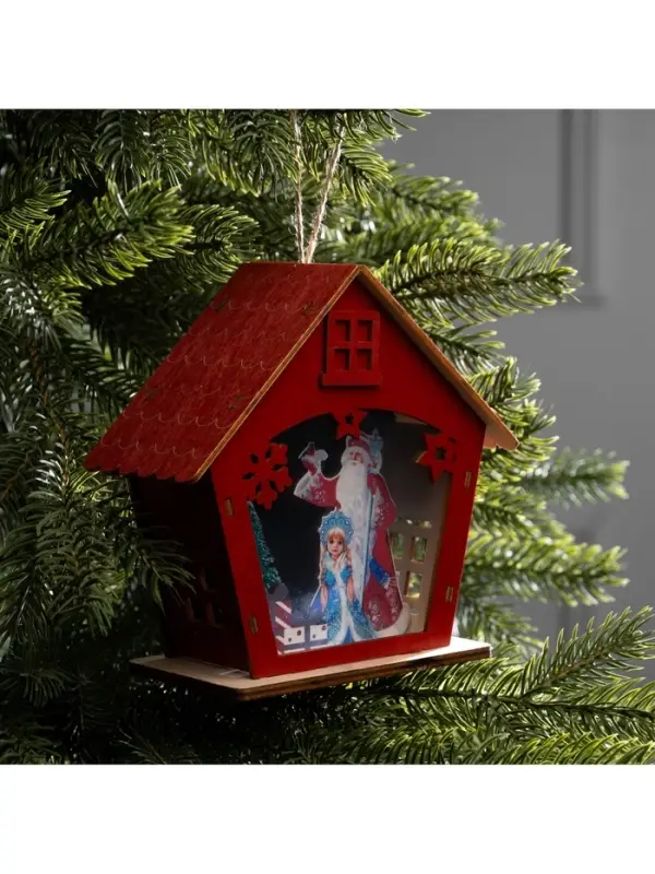 Подвеска световая &laquo;Дед Мороз и Снегурочка&raquo;, 16&times;7&times;15.5 см, 1 LED, от батареек AG10&times;3, свечение тёплое белое