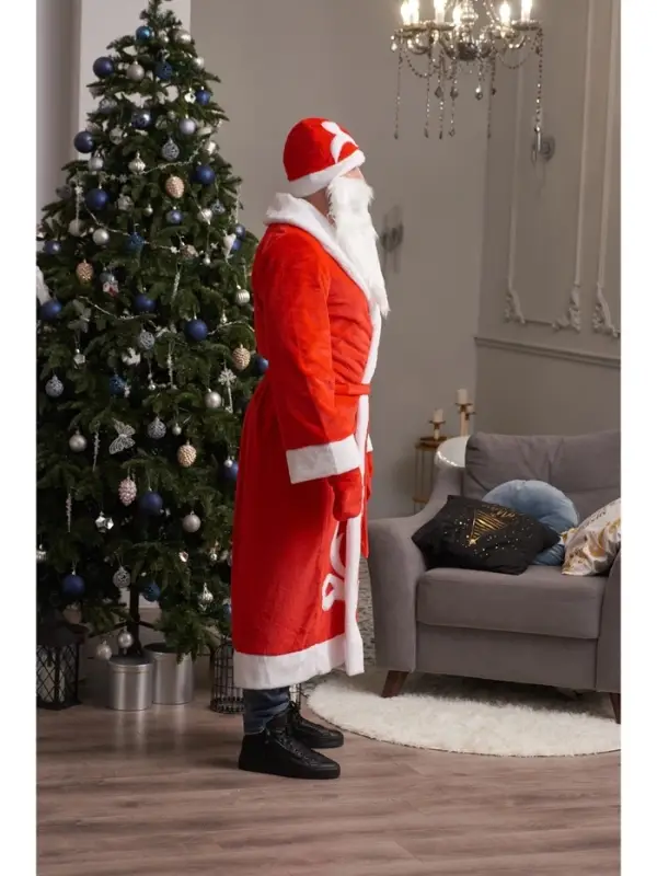 Карнавальный костюм красный «Дед Мороз»: шуба, шапка, варежки, борода, 52-54, рост 180 Карнавальный костюм красный «Дед Мороз»: шуба, шапка, варежки, борода, 52-54, рост 180